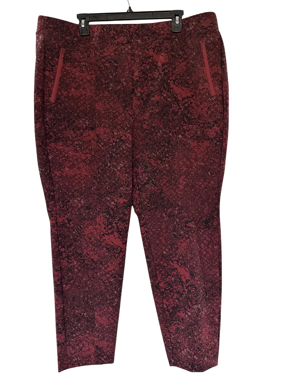 Lane Bryant NWT One the Go Ankle Burgundy Patterned Ankle Pants Stretch 20